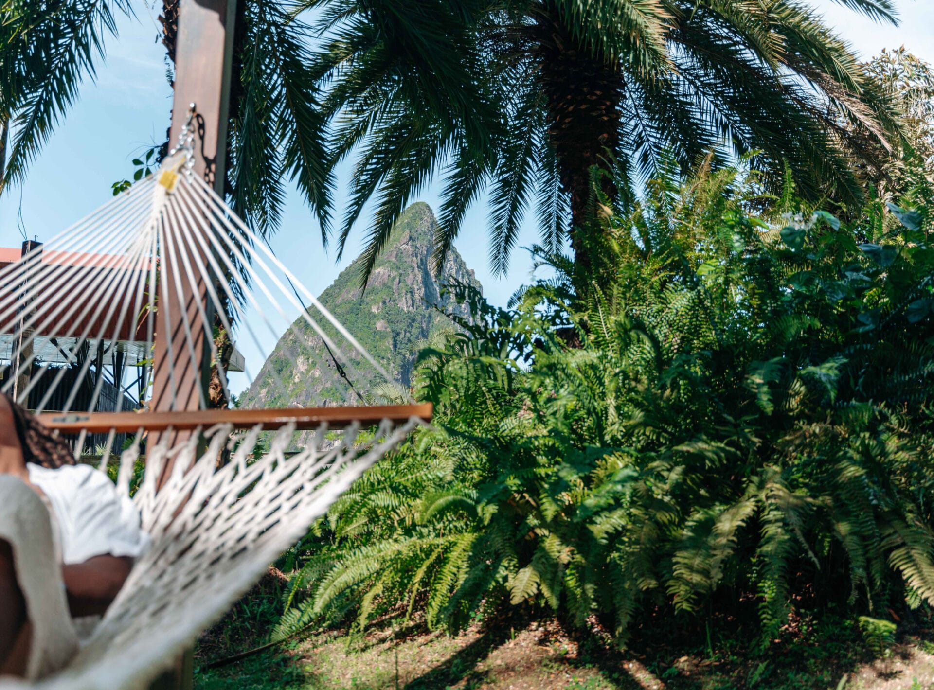View of Petit Piton from a hammock
