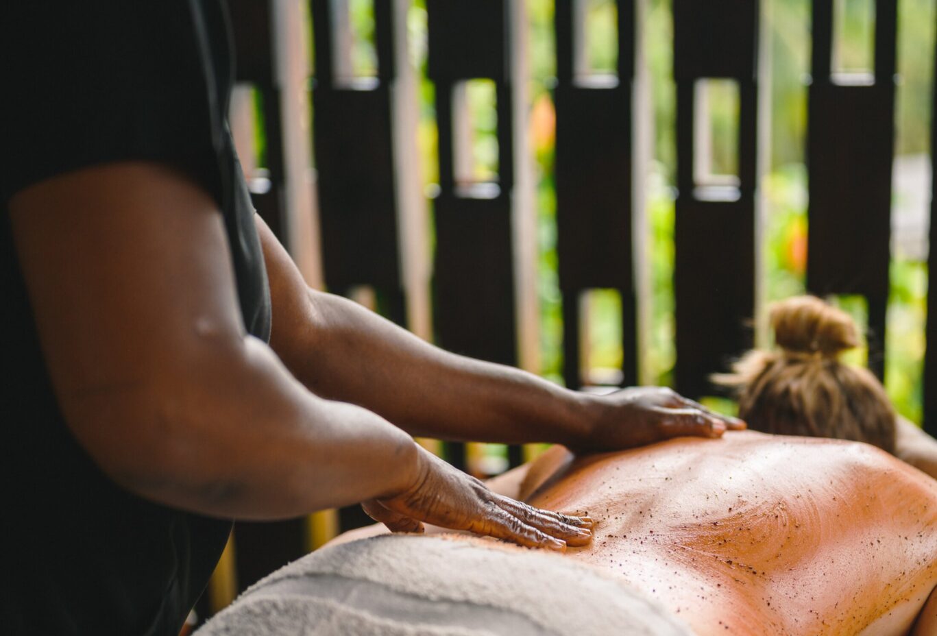 A woman receiving a spa treatment at the spa at Rabot Hotel